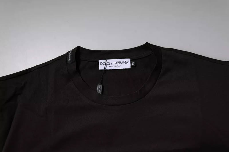 Dark brown logo cotton crew neck t-shirt-null