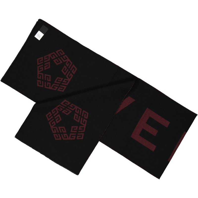 Black virgin wool scarf-null