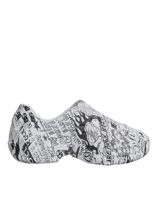 White black graffiti daymaster sneakers shoes, Black/white, medium