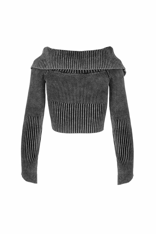 Wide collar cardigan-null
