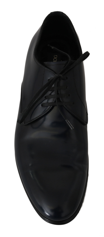 Blue leather dress derby formal mens shoes-null