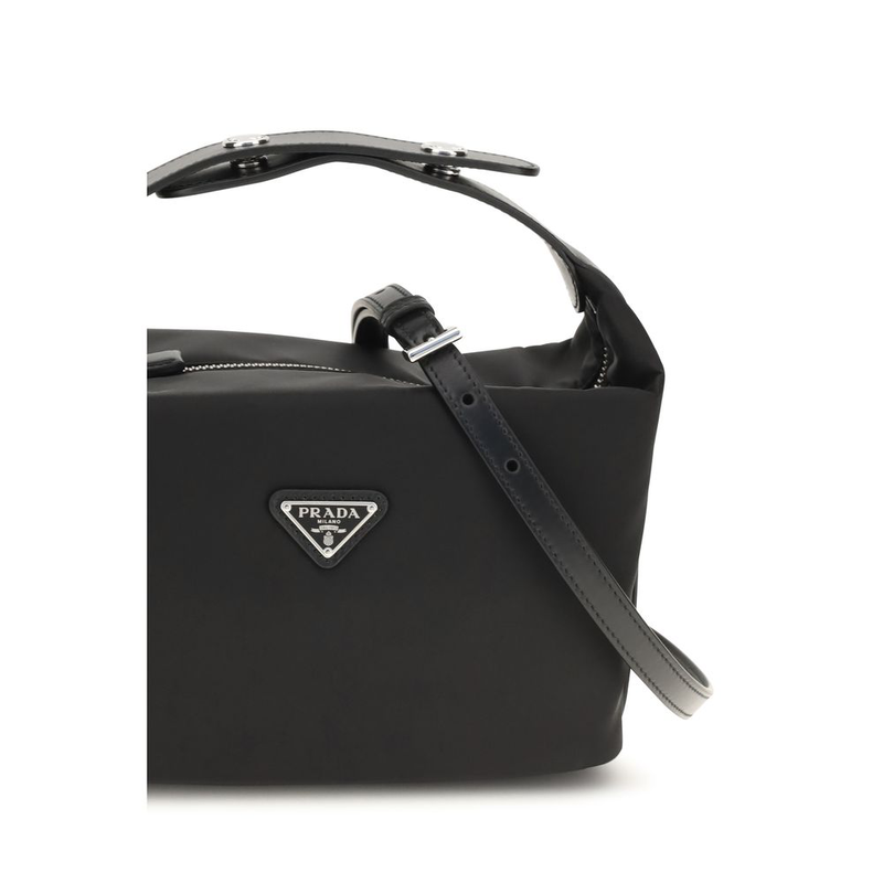 Black recycled polyamide handbag-null