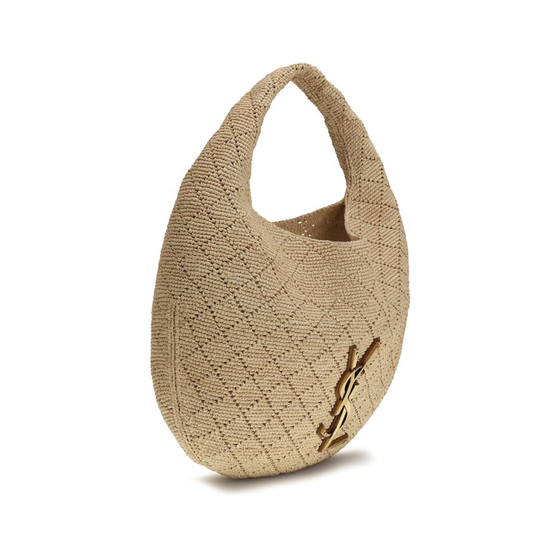 Beige raffia shoulder bag-null