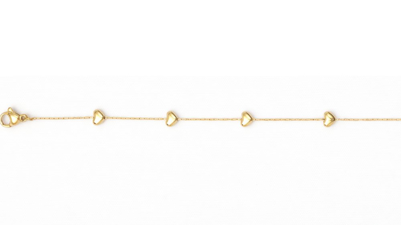Gold heart chain bracelet-null