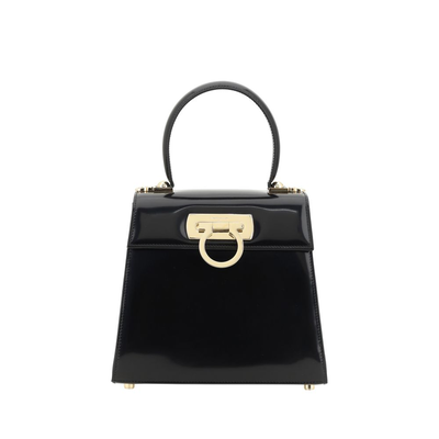 Black calf leather bos taurus handbag, Black, medium