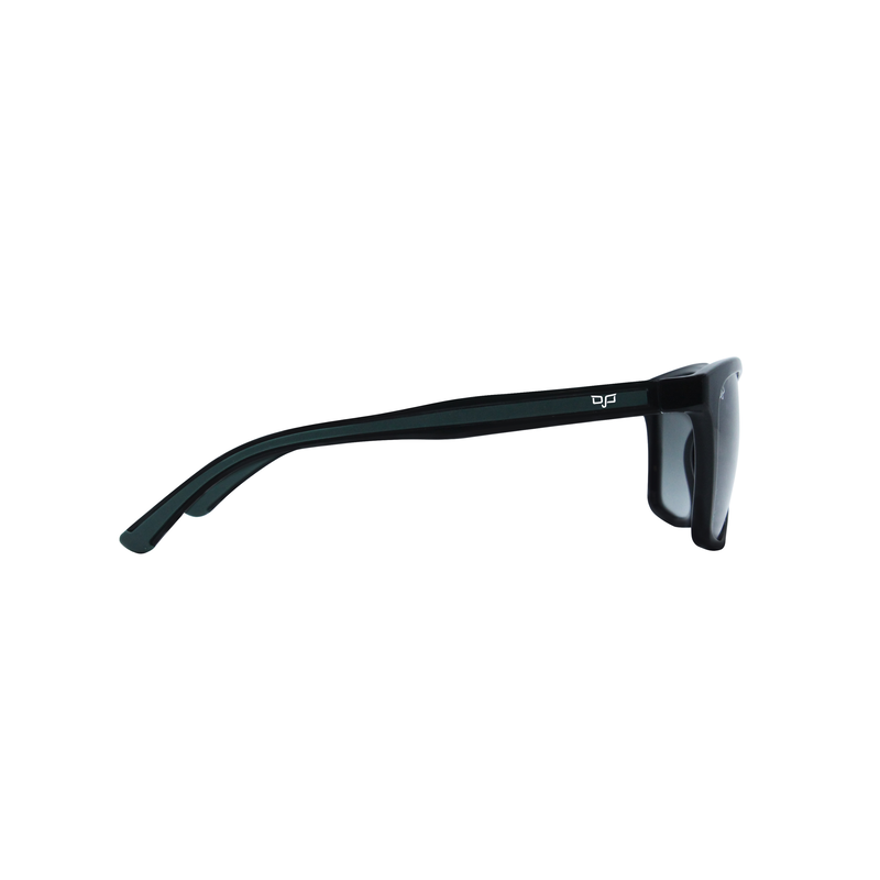 OJO sunglasses man square shine black frame and black green temples with grey gradient lenses rx image number null