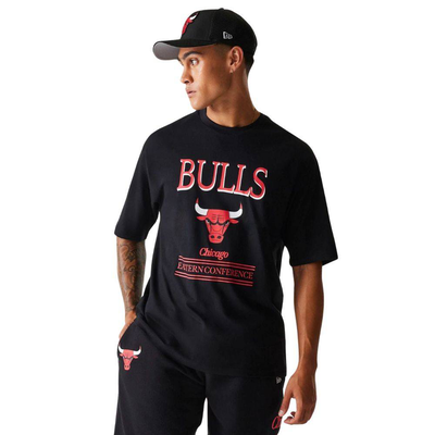 Nba team graphic os t-shirt chicago bulls, Black, medium