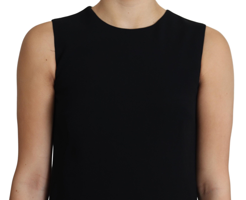 Black viscose stretch a-line shift mini dress-null
