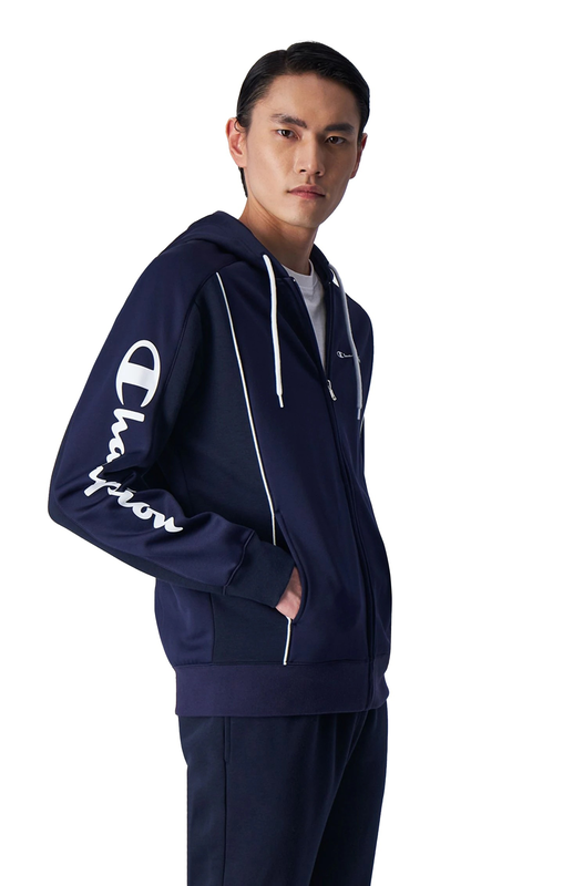 Champion men hooded full zip suit (219401)-blue-null