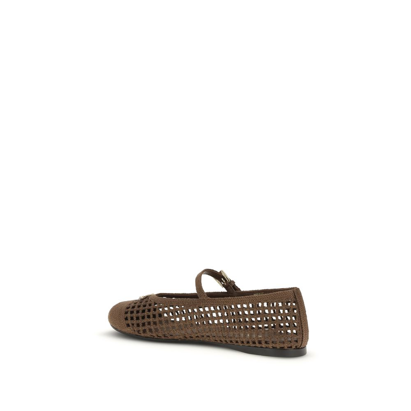 Brown cotton ballet flats-null
