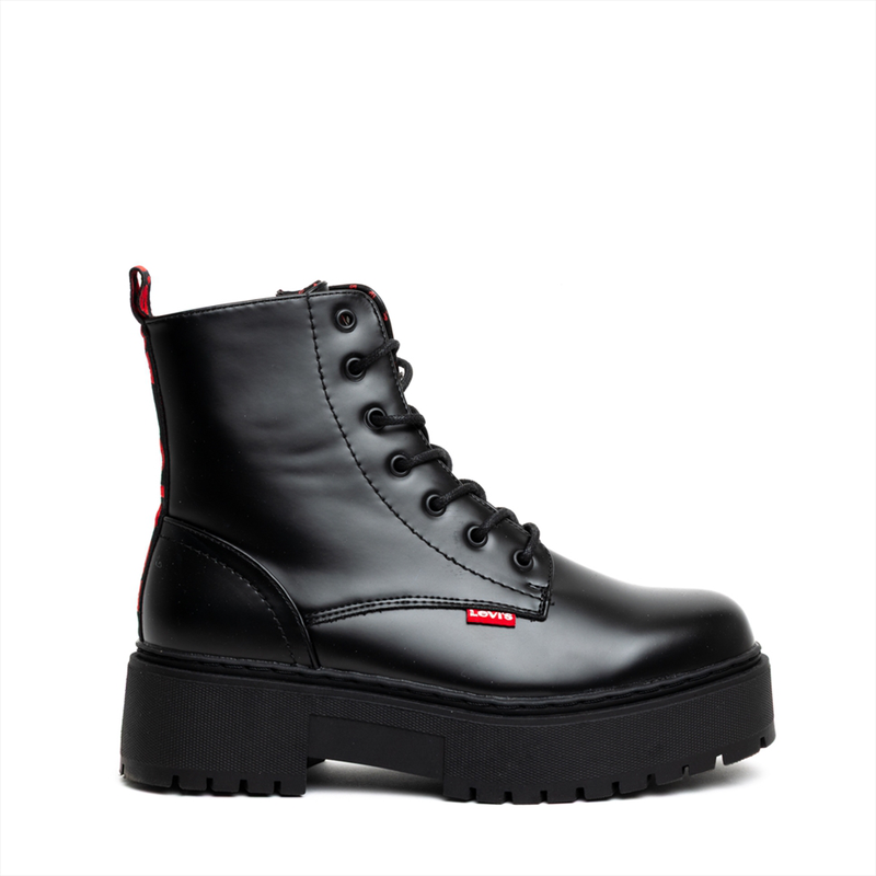 Levis lace up girls boots with red detailed logo-null