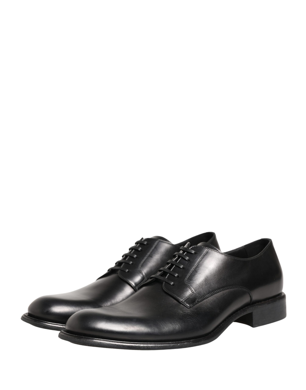 Black calfskin leather derby men dress shoes-null