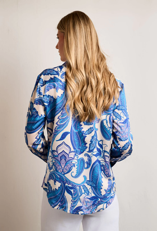 Satin floral printed shirt by desiree - xl , blue-null