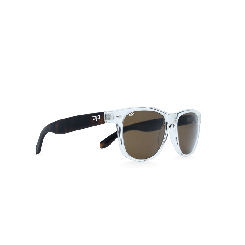 OJO sunglasses everyday clear frame and shell brown temples with brown lenses rx image number null