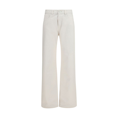 White cotton straight-leg jeans, White, medium