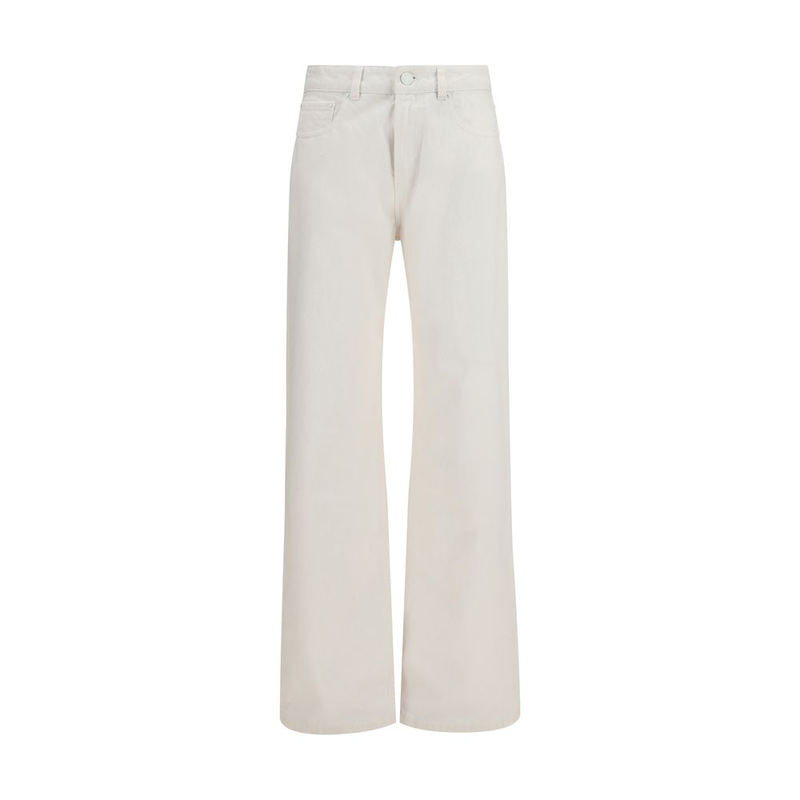 White cotton straight-leg jeans-null