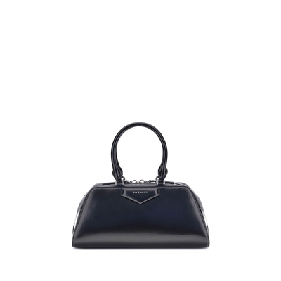 Black calf leather bos taurus handbag, Black, medium