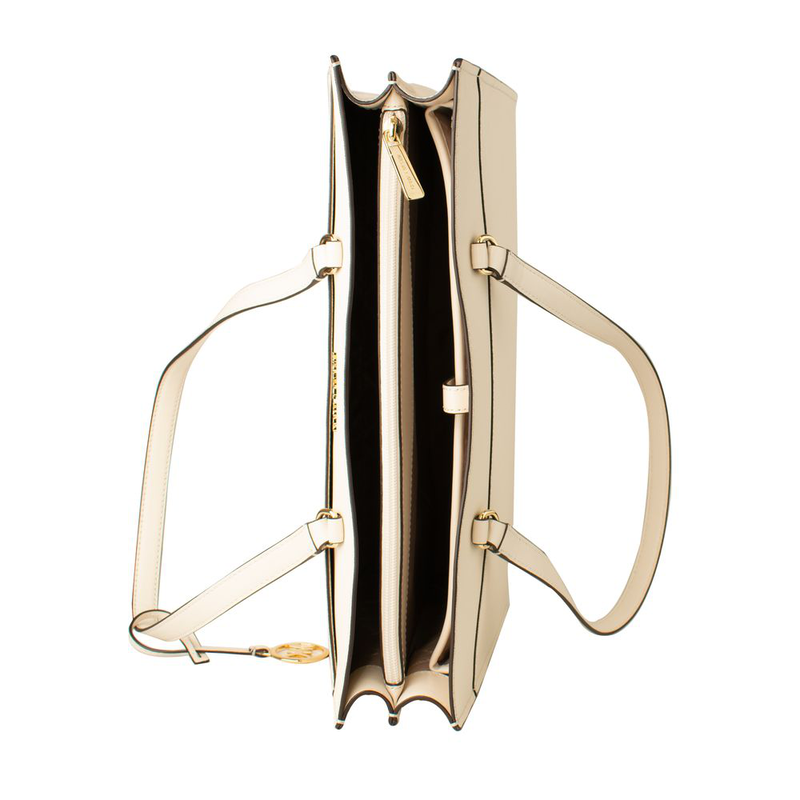 Beige leather tote bag-null