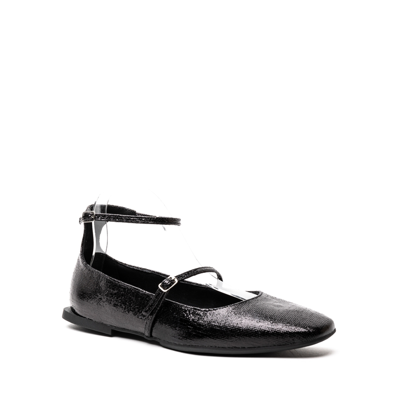 Zatz black patent  ballerinas with double straps image number null