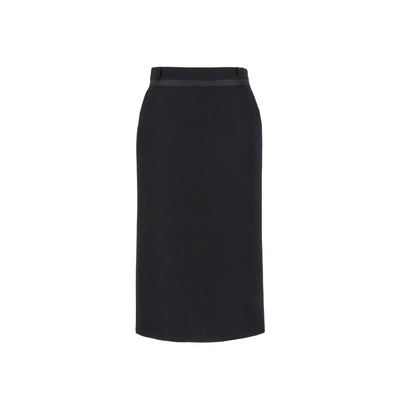 Black virgin wool long skirt, Black, medium