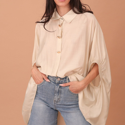 Lyra oversized shirt, Beige, medium