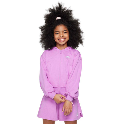 Nike sportswear girls jersey full-zip hoodie, Rush Fushsia, medium