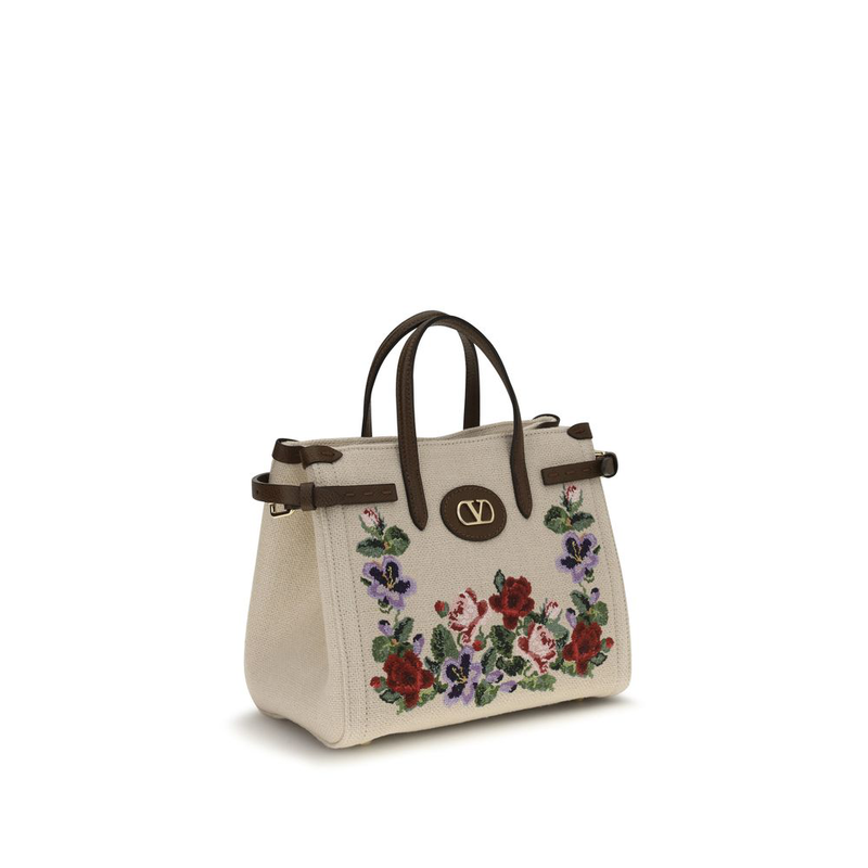 Beige linen handbag-null