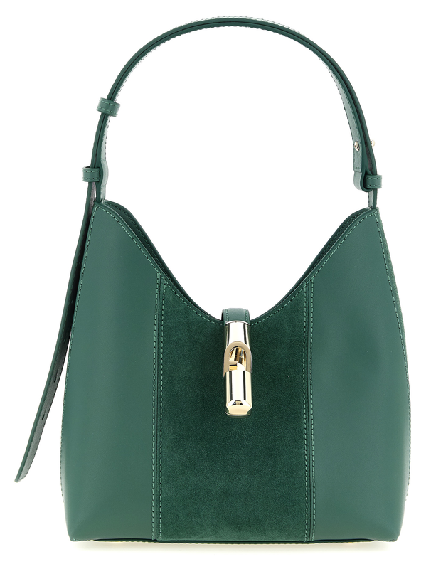Bicolor calfskin shoulder bag-null