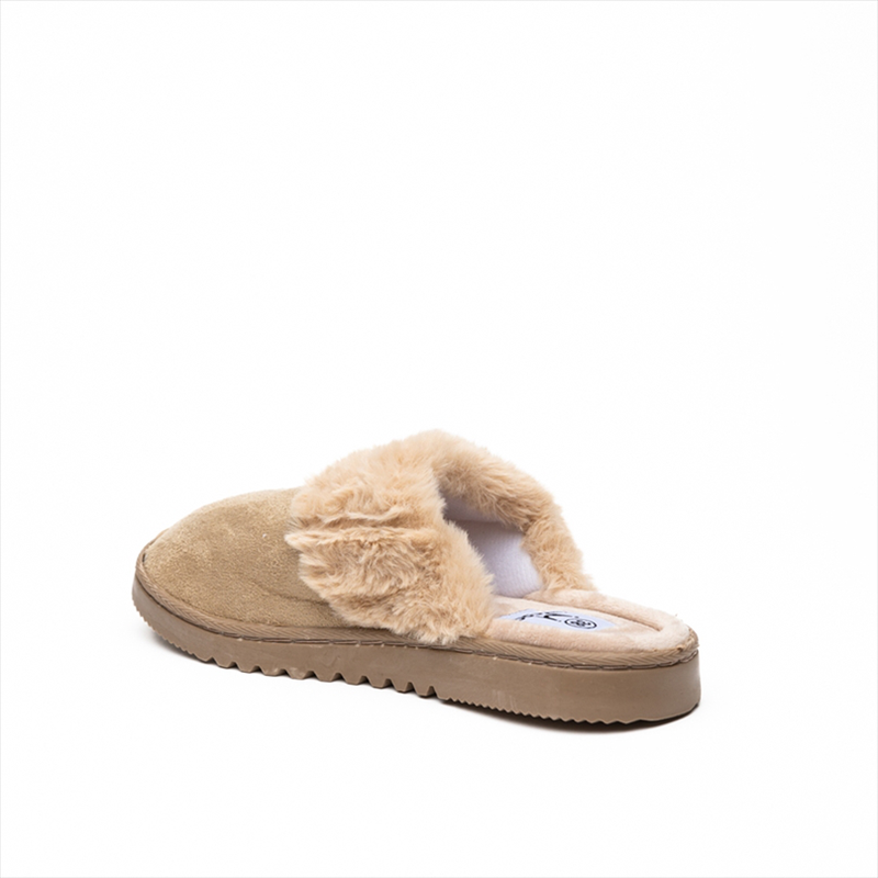 Coo suedette cuff slippers in taupe-null