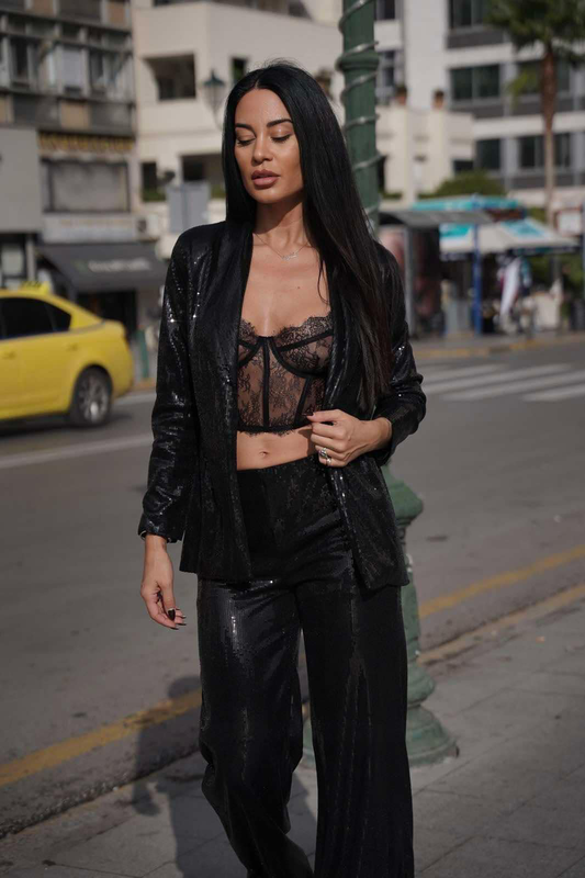 Sequin blazer by donna martha - m , black-null