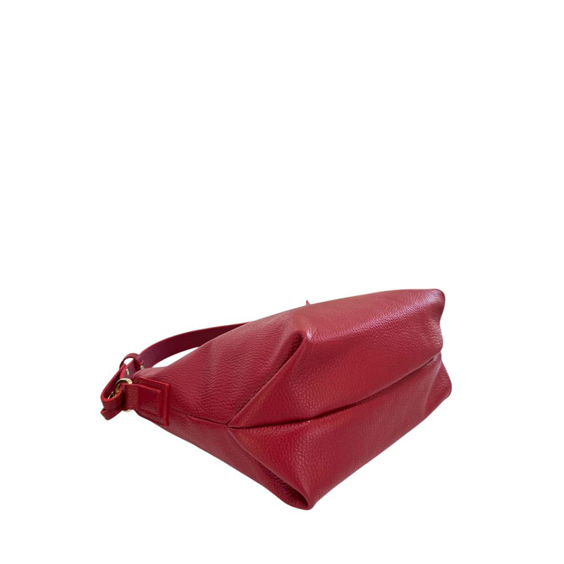 Red leather women shoulder bag-null