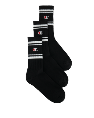 Champion unisex 3pk crew socks (u20081)-black, Black, medium
