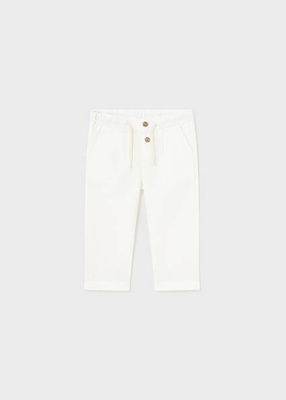 Παντελονι λινο relax λευκο, White, medium