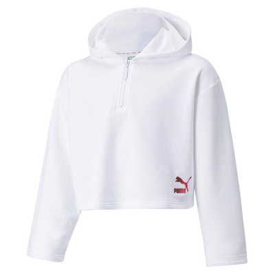 Girls cropped youth hoodie, White, medium