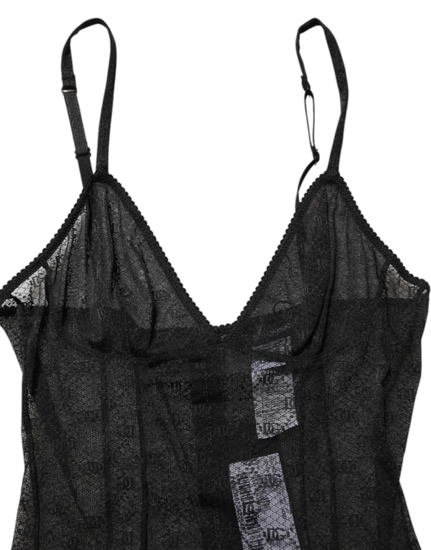Black nylon stretch bodysuit lingerie underwear-null