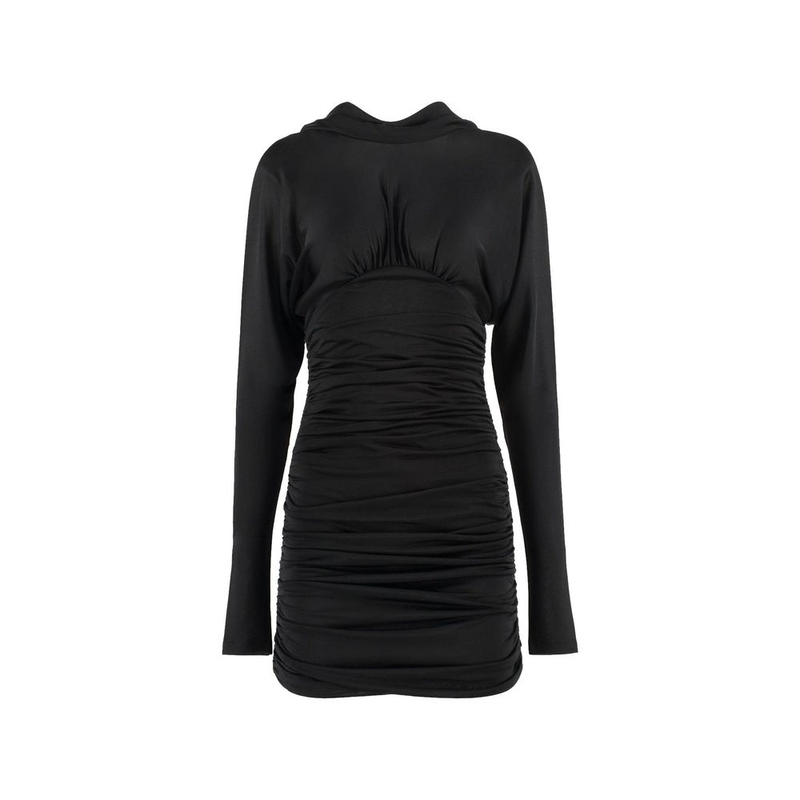 Black viscose casual dress-null