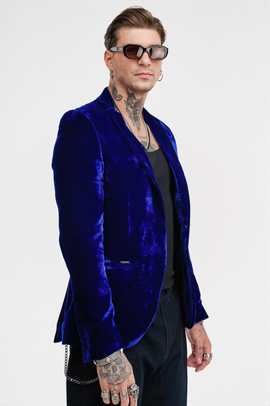 Stefan velvet elastic slim fit blazer-null