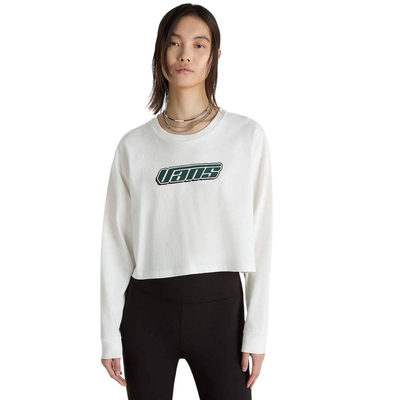 Retro v longsleeves relax crop top, Marshmallow, medium