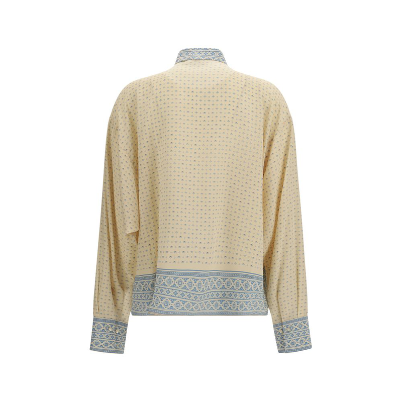 Beige silk pattern shirt-null