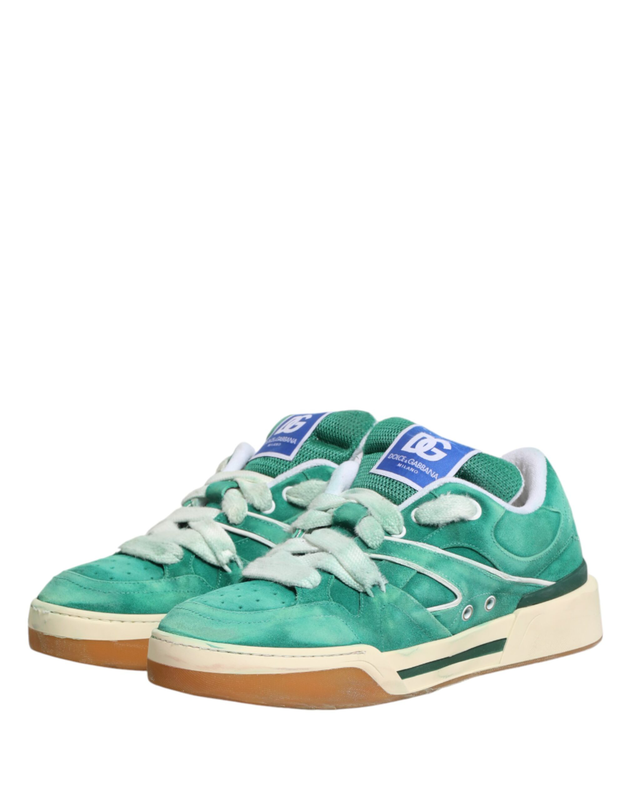 Green suede new roma low top sneakers shoes-null