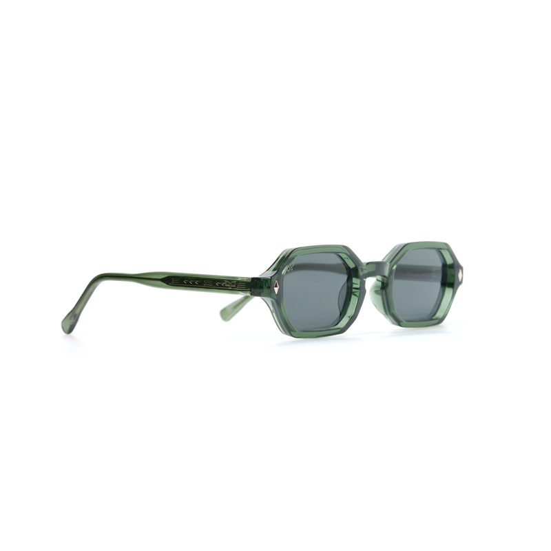 OJO sunglasses oval clear green frame and temples with green lenses rx-null