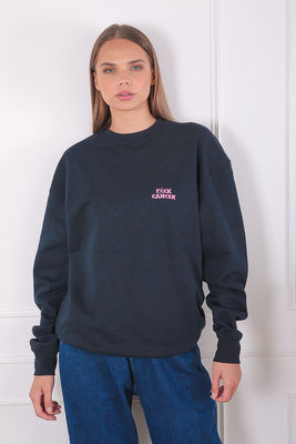 F*ck cancer awareness sweatshirt navy, Navy Blue, medium