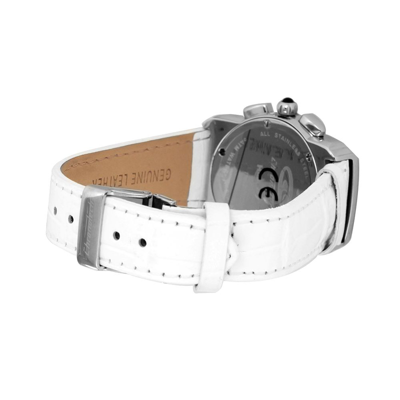 White leather dress watch-null