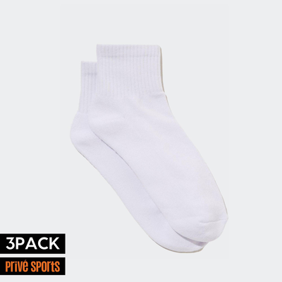 3pack quarter unisex socks, White, medium