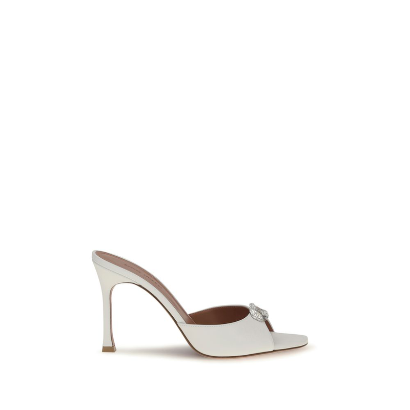 White calf leather bos taurus stiletto heel sandals-null