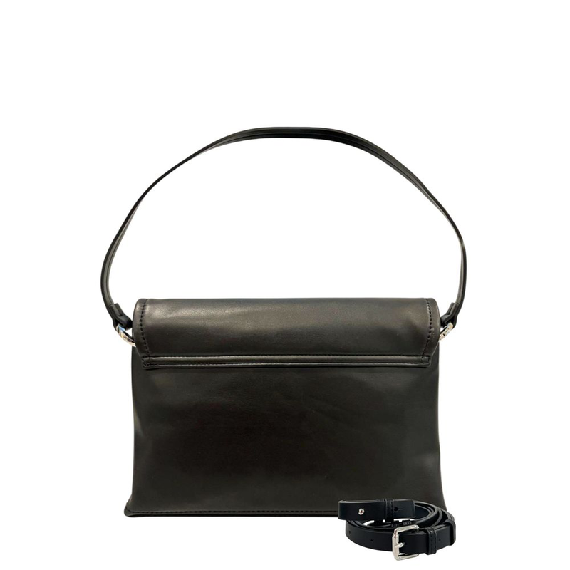 Black pu women shoulder bag-null