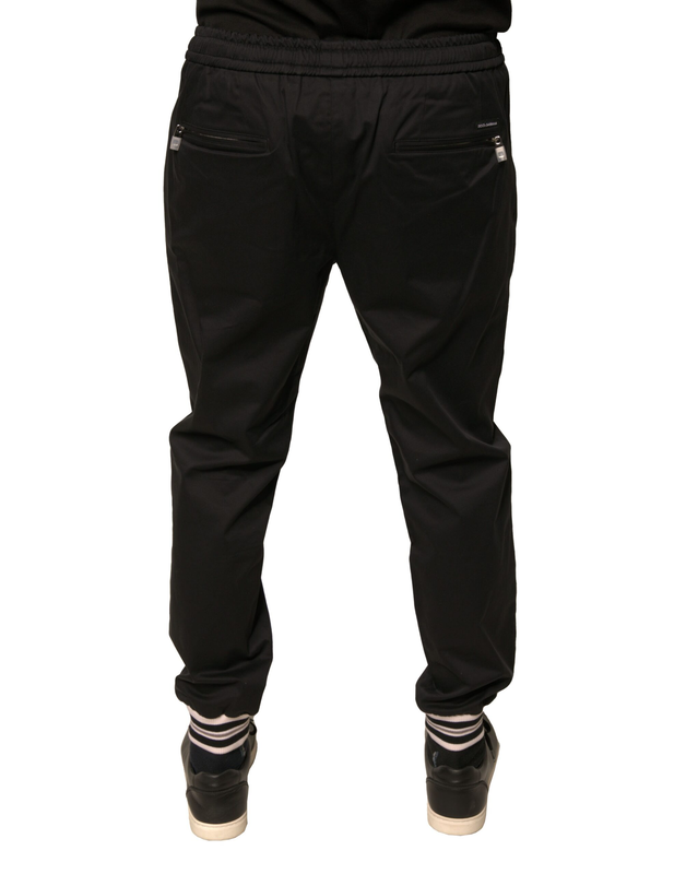 Black cotton stretch jogger sweatpants pants-null