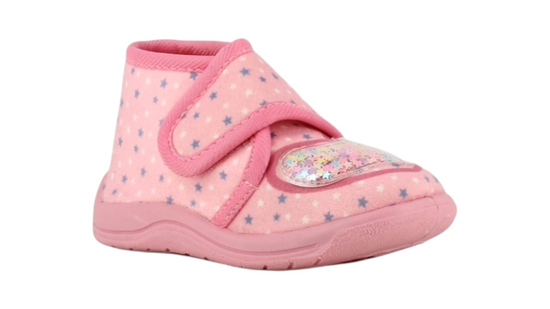 Girls home slipper - pink with glitter heart-null