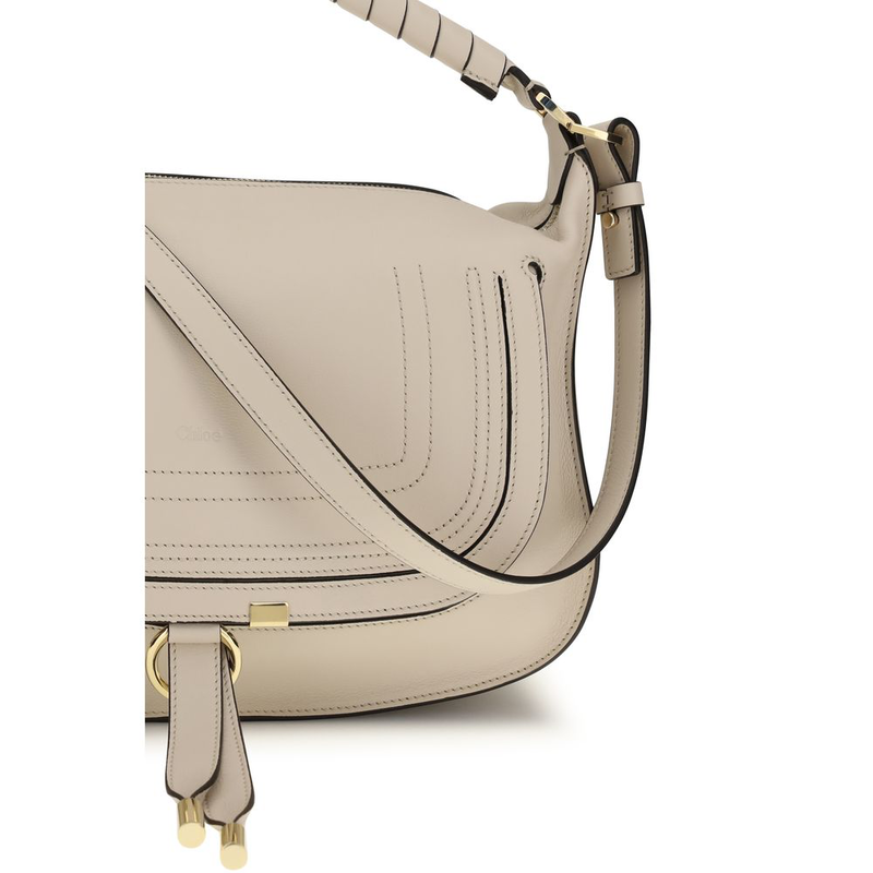 Beige calf leather bos taurus shoulder bag-null