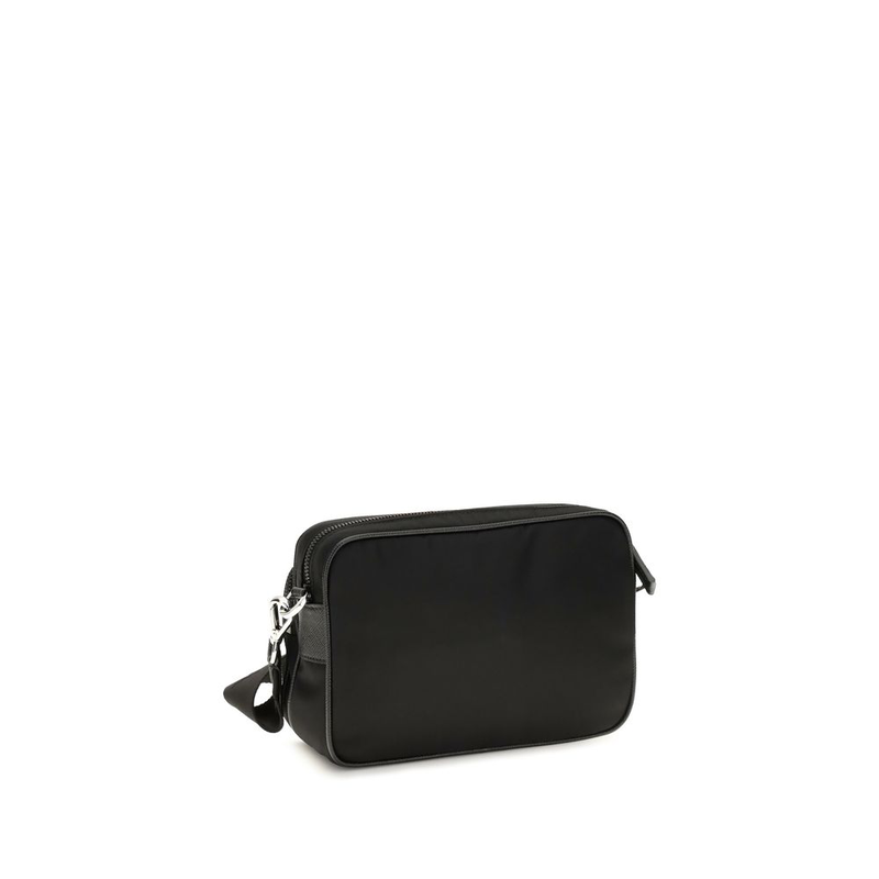 Black recycled polyamide shoulder bag-null
